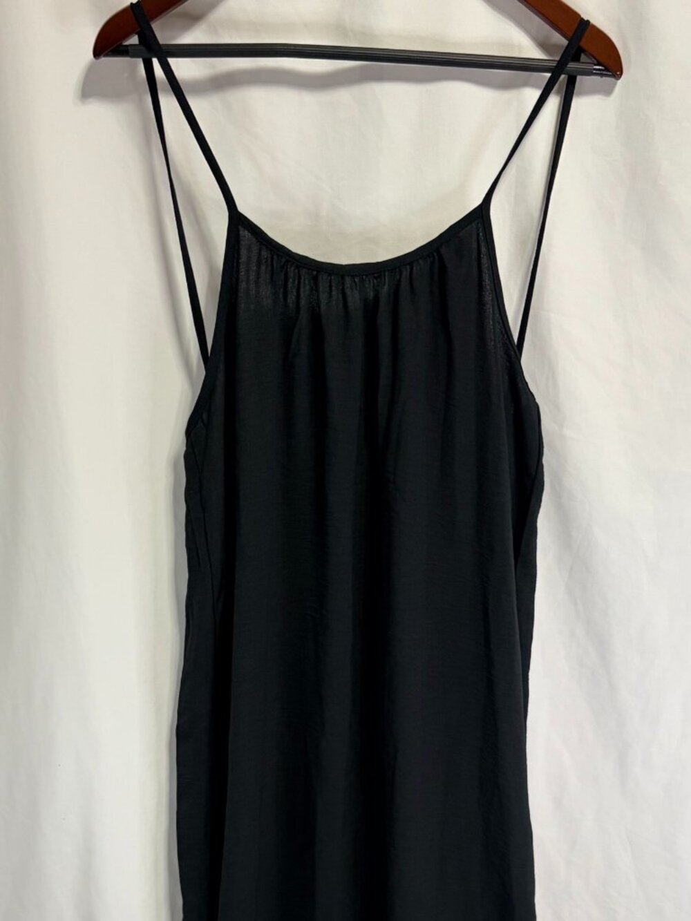 Black Backless Cami Midi Dress Spaghetti Strap High Neck Sundress - NIP Size M